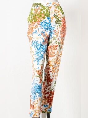 ESCADA women's cropped pants a colorful floral & leaf print size 34- U.S. 4